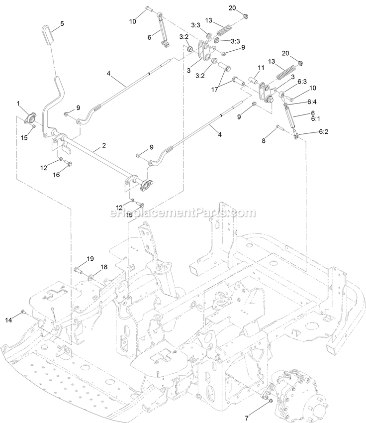 Toro 74060 (400000000-402252574) Z Master Professional 7500-D , With 60in Turbo Force Side Discharge Mower Parking Brake Assembly Diagram