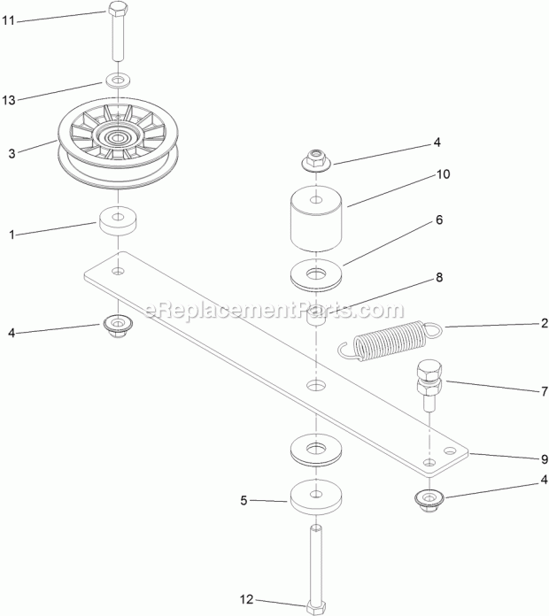 Toro 74141 (312000001-312999999) Z Master Commercial 2000 Series Riding Mower, With 48in Turbo Force Side Discharge Mower, 2012 Hydro Idler Arm Assembly Diagram