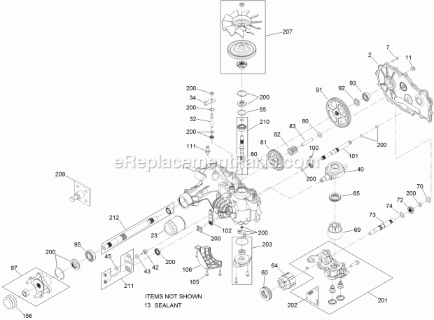 Toro 74141 (312000001-312999999) Z Master Commercial 2000 Series Riding Mower, With 48in Turbo Force Side Discharge Mower, 2012 Rh Transaxle Assembly No. 120-7861 Diagram