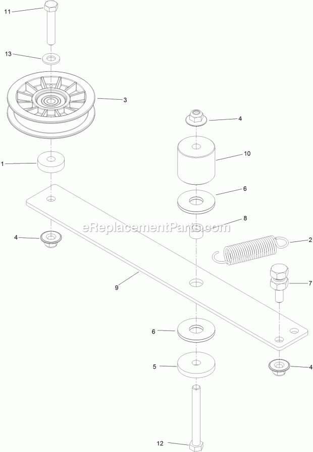 Toro 74141 (316000001-316999999) Z Master Commercial 2000 Series Riding Mower, With 48in Turbo Force Side Discharge Mower, 2016 Hydro Idler Arm Assembly Diagram