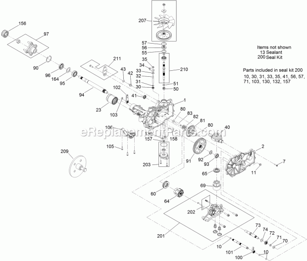 Toro 74141 (316000001-316999999) Z Master Commercial 2000 Series Riding Mower, With 48in Turbo Force Side Discharge Mower, 2016 Lh Transaxle Assembly No. 130-2851 Diagram