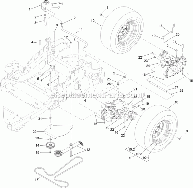 Toro 74142TE (315000001-315999999) Z Master Commercial 2000 Series Riding Mower, With 48 Turbo Force Side Discharge Mower, 2015 Hydro Drive System Assembly Diagram