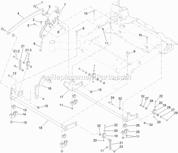Toro 74143 (312000001-312999999) Z Master Commercial 2000 Series Riding Mower, With 52in Turbo Force Side Discharge Mower, 2012 Deck Lift Assembly Diagram