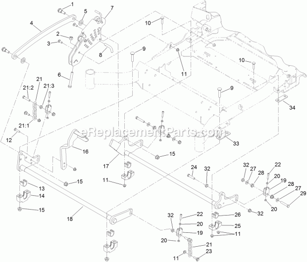 Toro 74143 (316000001-316999999) Z Master Commercial 2000 Series Riding Mower, With 52in Turbo Force Side Discharge Mower, 2016 Deck Lift Assembly Diagram