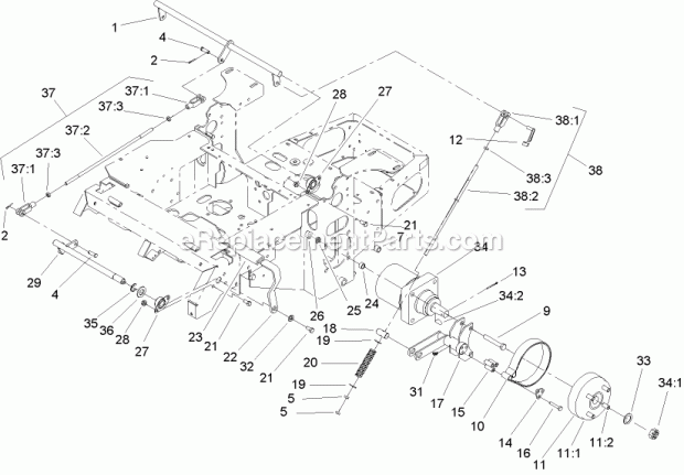 Toro 74162 (240003001-240999999) Z148 Z Master, With 44in Sfs Side Discharge Mower, 2004 Parking Brake System Assembly Diagram