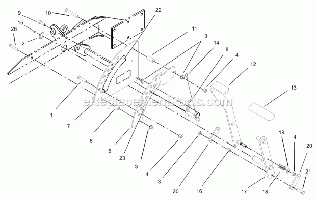 Toro 74163 (240000001-240999999) Z149 Z Master, With 52in Sfs Side Discharge Mower, 2004 Height of Cut Assembly Diagram