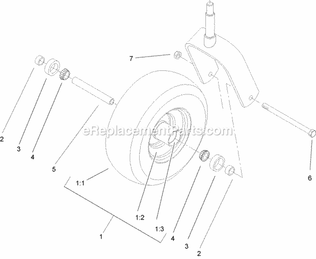 Toro 74163 (240000001-240999999) Z149 Z Master, With 52in Sfs Side Discharge Mower, 2004 Caster Wheel Assembly No. 1-634662 Diagram