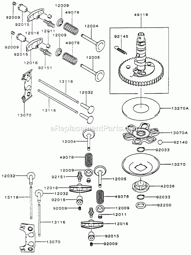 Toro 74170 (990001-999999) (1999) Z147 Z Master, With 44-in. Sfs Side Discharge Mower Valve/Camshaft Assembly Kawasaki Fh500v-As10 Diagram
