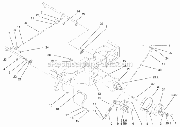 Toro 74171 (200000001-200999999) Z150 Z Master, With 44-in. Sfs Side Discharge Mower, 2000 Parking Brake System Assembly Diagram