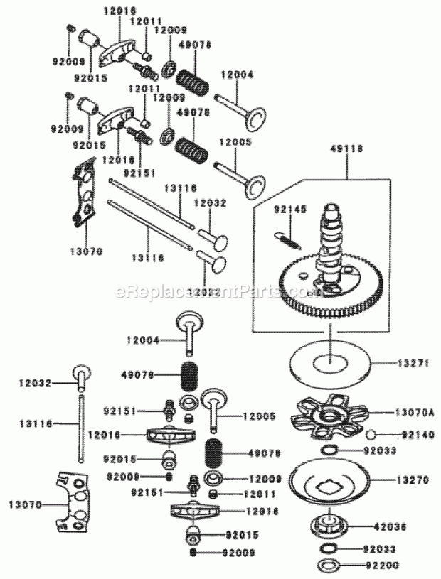 Toro 74173 (990001-999999) (1999) Z149 Z Master, With 52-in. Sfs Side Discharge Mower Valve/Camshaft Assembly Kawasaki Fh601v-S07 Diagram