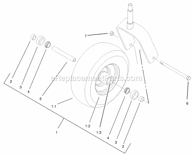 Toro 74177 (230007001-230999999) Zero-Turn Lawn Mower Caster Wheel Assembly No. 1-634662 Diagram