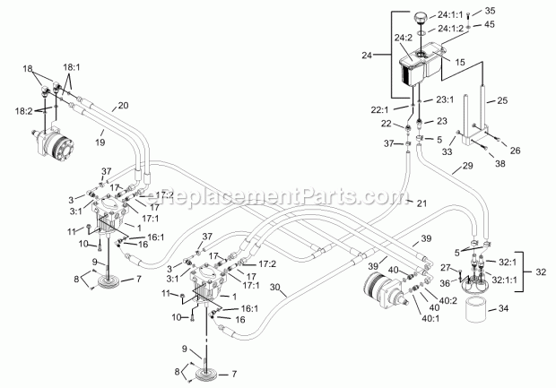 Toro 74178 (230006001-230007000) Z150 Z Master, With 52-in. Sfs Side Discharge Mower, 2003 Hydraulic System Assembly Diagram