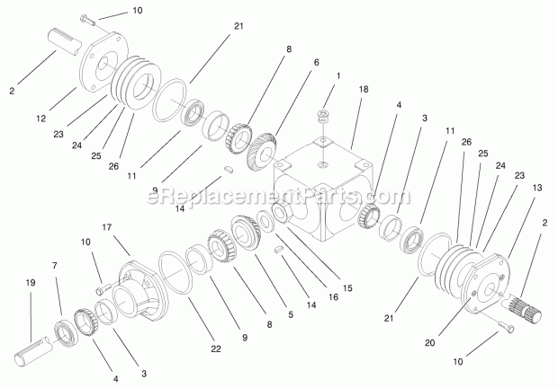 Toro 74187 (200000001-200000500) Z350 Z Master, W/48-in. Mower And Bag, 2000 Gearcase Assembly No. 100-5842 Diagram