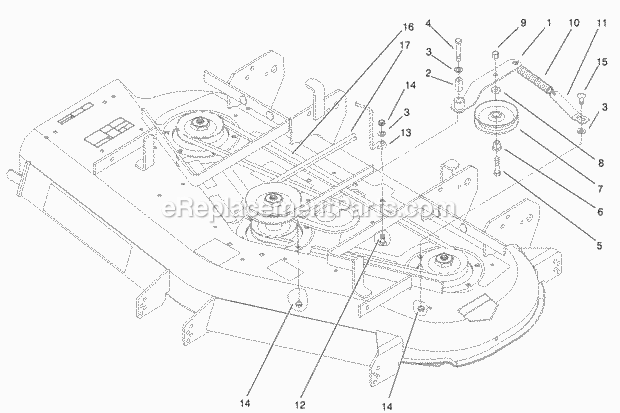 Toro 74211 (200000001-200999999) Z252l Z Master, With 52-in. Sfs Side Discharge Mower, 2000 Belts and Idler Arm Assembly Diagram