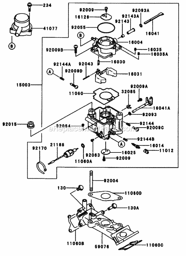 Toro 74211 (200000001-200999999) Z252l Z Master, With 52-in. Sfs Side Discharge Mower, 2000 Carburetor-Kawasaki Fd661d S03 Diagram