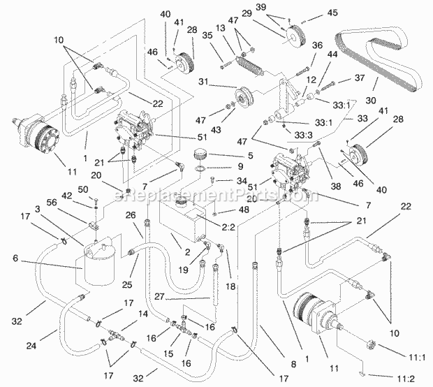 Toro 74212 (200000001-200999999) Z252l Z Master, With 62-in. Sfs Side Discharge Mower, 2000 Hydraulic System Assembly Diagram