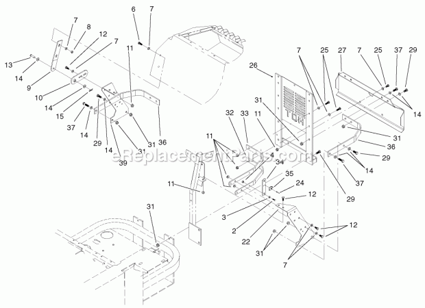 Toro 74213 (210000001-210999999) Z287l Z Master, With 62-in. Sfs Side Discharge Mower, 2001 Rear Bumper Assembly Diagram