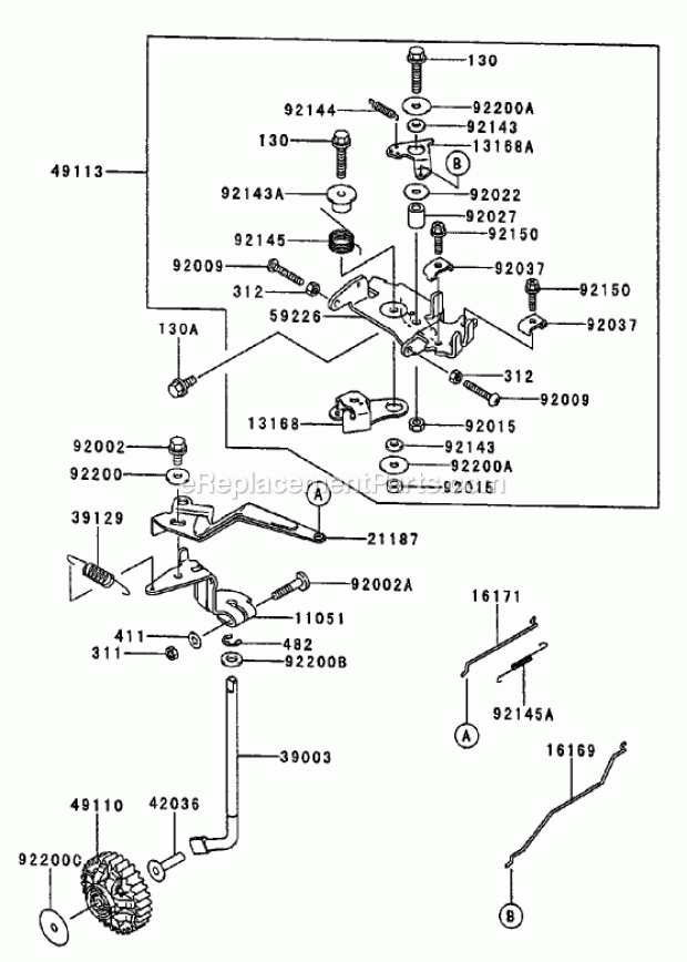 Toro 74213 (220000001-220999999) Z287l Z Master, With 62-in. Sfs Side Discharge Mower, 2002 Control Equipment (Kawasaki Fd750d-As03) Diagram