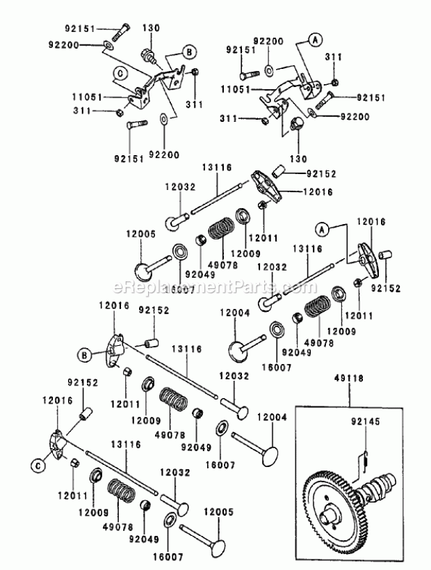 Toro 74213 (230006001-230999999) Z287l Z Master, With 62-in. Sfs Side Discharge Mower, 2003 Valve/Camshaft Assembly Kawasaki Fd750d-As03 Diagram