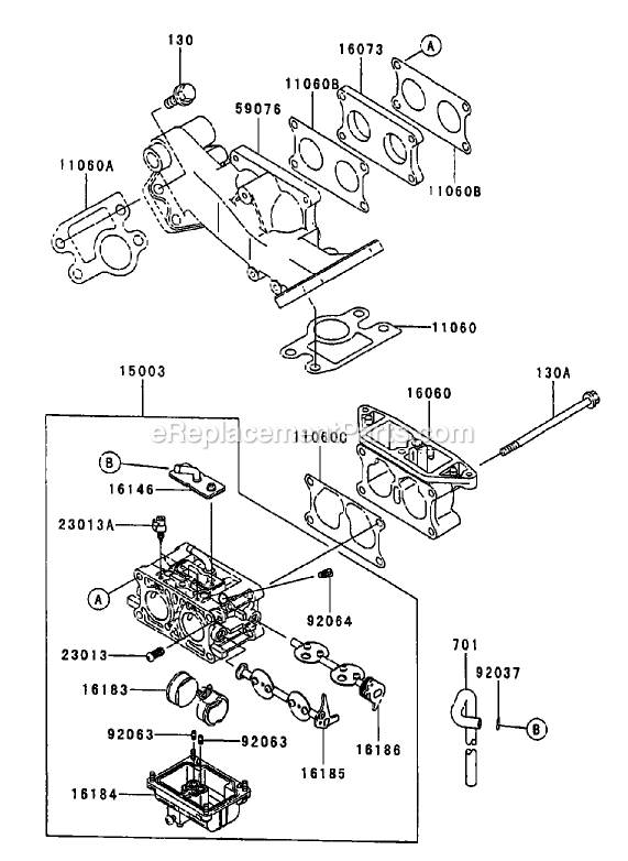 Toro 74214 (230000001-230006000)(2003) Z287l Z Master, With 72-Inch Sfs Side Discharge Mower Carburetor Assembly Diagram