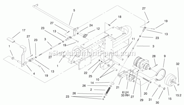 Toro 74219 (200000001-200999999) Z256 Z Master, With 72-in. Sfs Side Discharge Mower, 2000 Brake and Wheel Hub Assembly Diagram
