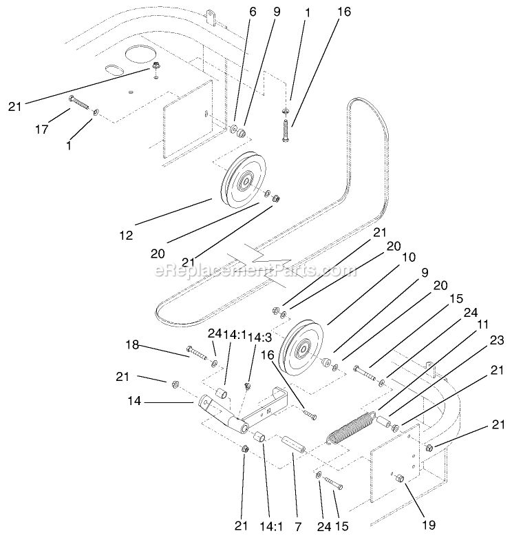 Toro 74225 (210002101-210999999)(2001) Z253 Z Master, With 62-Inch Sfs Side Discharge Mower Idler Assembly Diagram