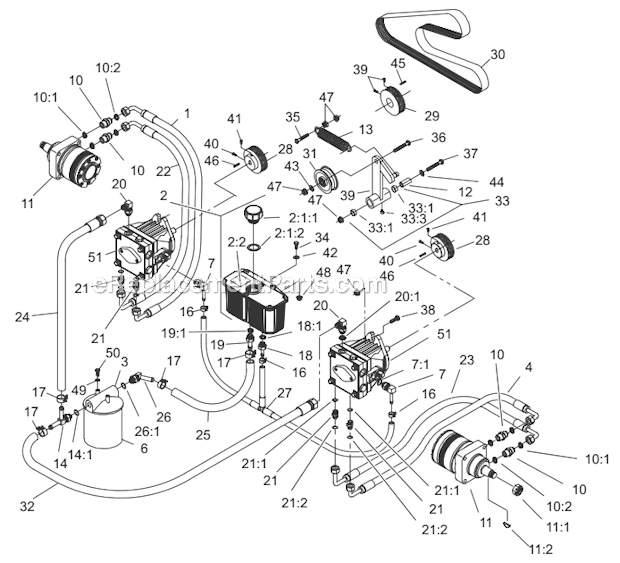 Toro 74225 (220000001-220999999) Z253 Z Master Side Discharge Mower Hydraulic_System_Assembly Diagram