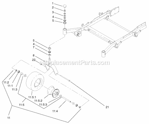 Toro 74225 (230000001-230006000) Z253 Z Master Side Discharge Mower Caster and Wheel Assembly Diagram