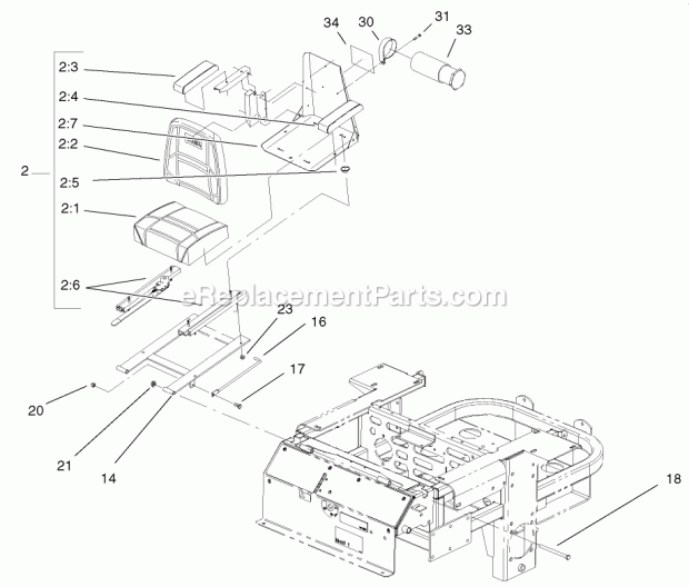 Toro 74227 (220000001-220999999) Z255 Z Master, With 72-in. Sfs Side Discharge Mower, 2002 Seat Assembly Diagram