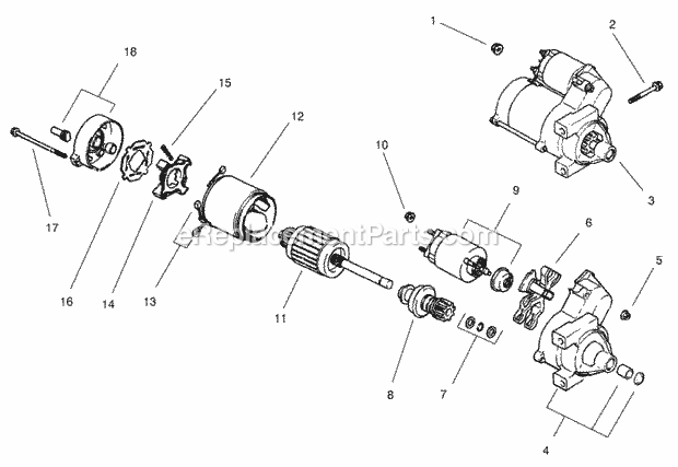 Toro 74228 (210000001-210999999) Z255 Z Master, With 52-in. Sfs Side Discharge Mower, 2001 Starting System Assembly (Engine: Kohler Ch25s Ps-68606) Diagram