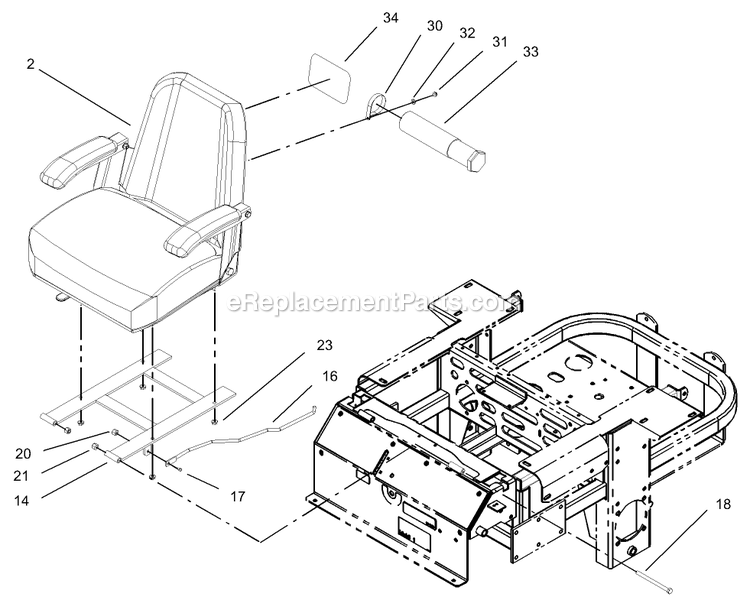 Toro 74231 (230006001-230999999)(2003) Z257 Z Master, With 62-Inch Sfs Side Discharge Mower Seat Assembly 1 Diagram