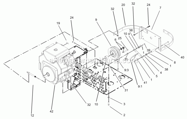 Toro 74231 (230006001-230999999) Z257 Z Master, With 62-in. Sfs Side Discharge Mower, 2003 Clutch Assembly Diagram