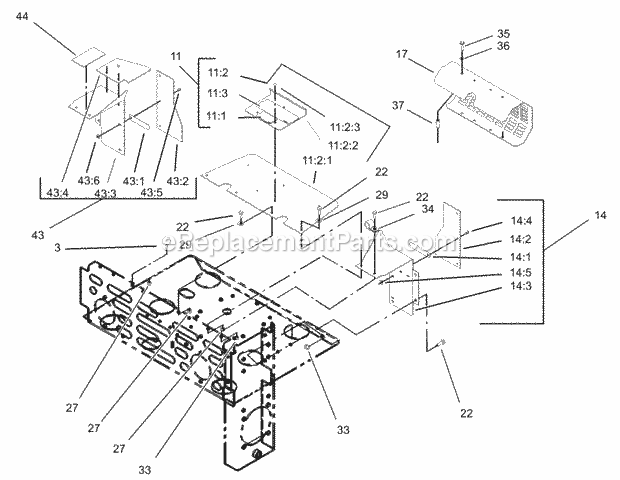 Toro 74232 (230006001-230999999) Z257 Z Master, With 72-in. Sfs Side Discharge Mower, 2003 Shield Assembly Diagram