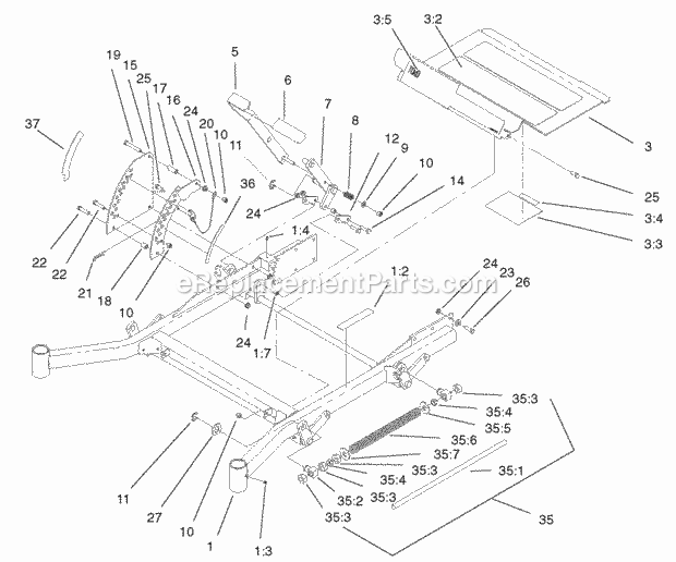 Toro 74233 (230000001-230006000) Z200 Z Master, With 52-in. Sfs Side Discharge Mower, 2003 Front Frame Assembly Diagram