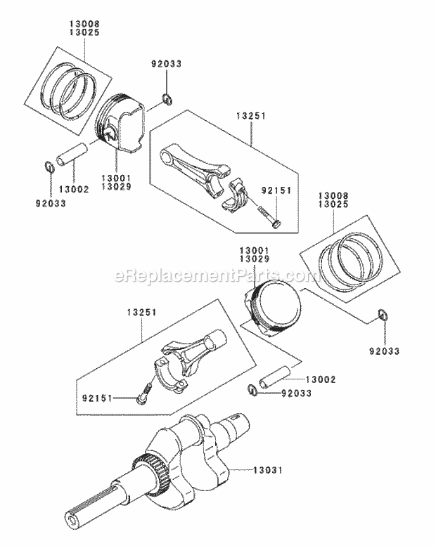 Toro 74235 (220000001-220999999) Z255 Z Master, With 72-in. Sfs Side Discharge Mower, 2002 Piston/Crankshaft Assembly Kawasaki Fh721d-As05 Diagram