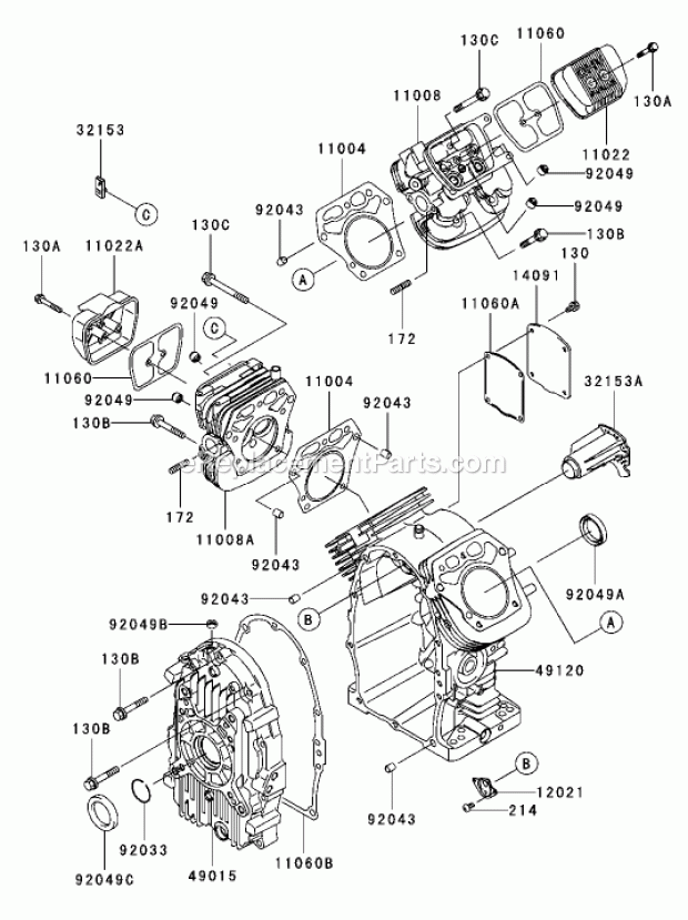 Toro 74235 (220000001-220999999) Z255 Z Master, With 72-in. Sfs Side Discharge Mower, 2002 Cylinder/Crankcase Assembly Kawasaki Fh721d-As05 Diagram