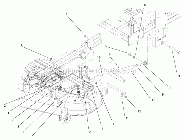 Toro 74235 (220000001-220999999) Z255 Z Master, With 72-in. Sfs Side Discharge Mower, 2002 Deck Connection Assembly Diagram