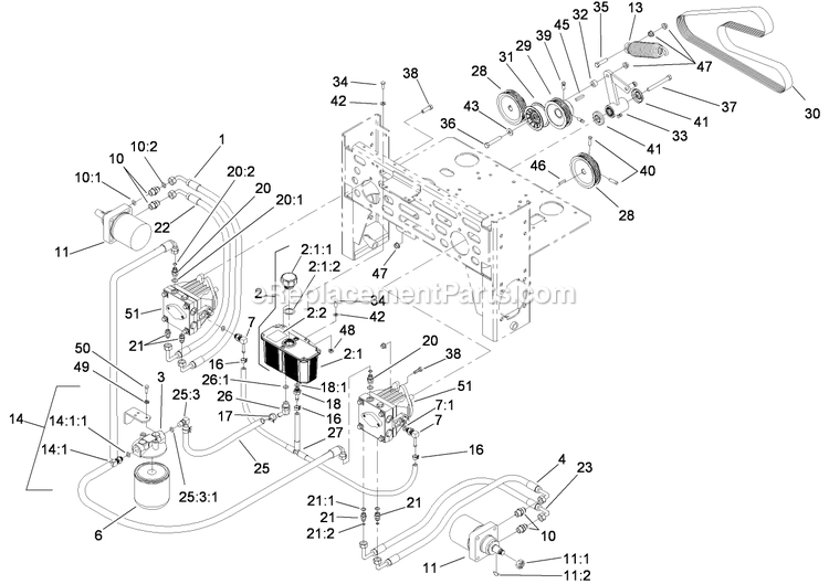 Toro 74237CP (280000001-280999999)(2008) Z500 Z Master, With 52in 7-Gauge Side Discharge Mower Hydraulic Assembly Diagram