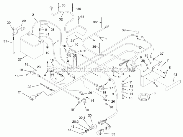 Toro 74240 (210000001-210999999) Z286e Z Master, With 62-in. Sfs Side Discharge Mower, 2001 Electrical System Assembly Diagram