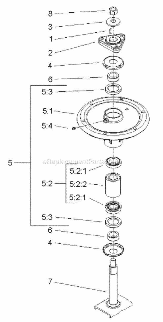 Toro 74243 (240000001-240999999) Z557 Z Master, With 52in Turbo Force Side Discharge Mower, 2004 Spindle Assembly No. 106-3217 Diagram