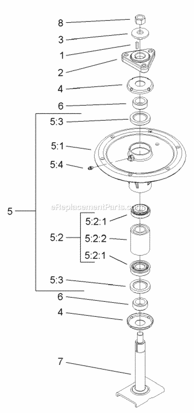 Toro 74243 (250000001-250999999) Z557 Z Master, With 52in Turbo Force Side Discharge Mower, 2005 Spindle Assembly No. 106-3217 Diagram
