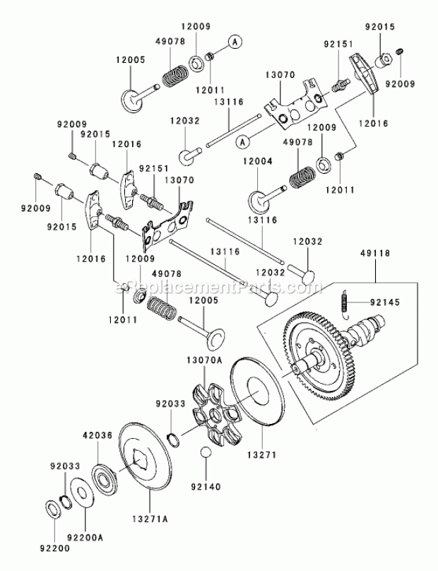 Toro 74245 (240000001-240002000) Z555 Z Master, With 60in Turbo Force Side Discharge Mower, 2004 Valve/Camshaft Assembly Kawasaki Fh721d-As05 Diagram