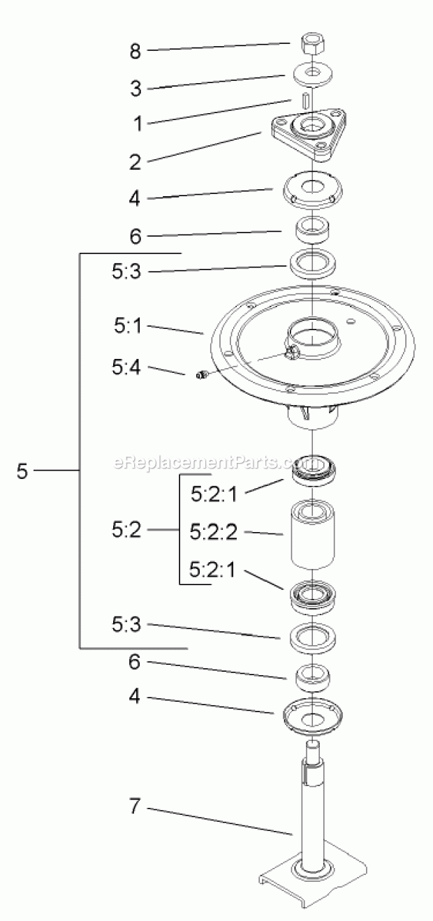 Toro 74246 (250000001-250999999) Z557 Z Master, With 60in Turbo Force Side Discharge Mower, 2005 Spindle Assembly No. 106-3217 Diagram