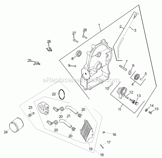 Toro 74247 (240000001-240999999) Z557 Z Master, With 72in Turbo Force Side Discharge Mower, 2004 Group 3-Oil Pan/Lubrication Assembly Kohler Ch740-0007 Diagram