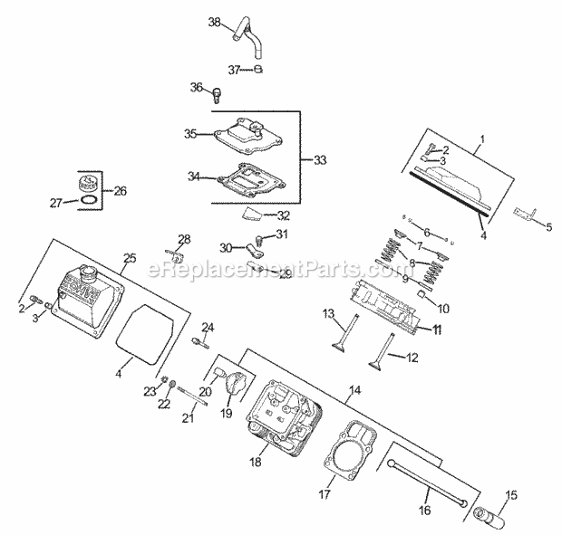 Toro 74247 (240000001-240999999) Z557 Z Master, With 72in Turbo Force Side Discharge Mower, 2004 Group 4-Head/Valve/Breather Assembly Kohler Ch740-0007 Diagram