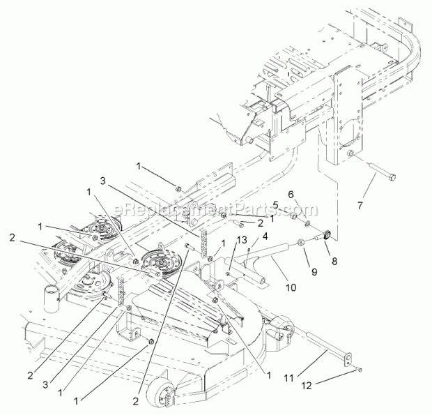 Toro 74247 (240000001-240999999) Z557 Z Master, With 72in Turbo Force Side Discharge Mower, 2004 Deck Connection Assembly Diagram