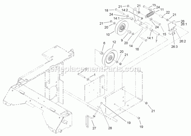 Toro 74247 (240000001-240999999) Z557 Z Master, With 72in Turbo Force Side Discharge Mower, 2004 Drive Idler Assembly Diagram