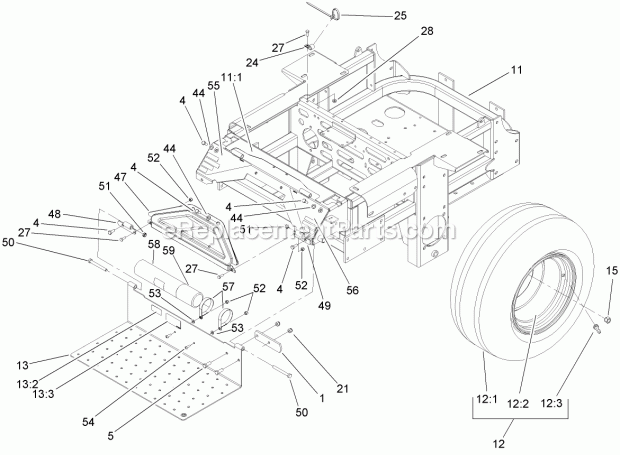 Toro 74248 (270000001-270999999) Z500 Z Master, With 52in 7-gauge Side Discharge Mower, 2007 Main Frame Assembly Diagram