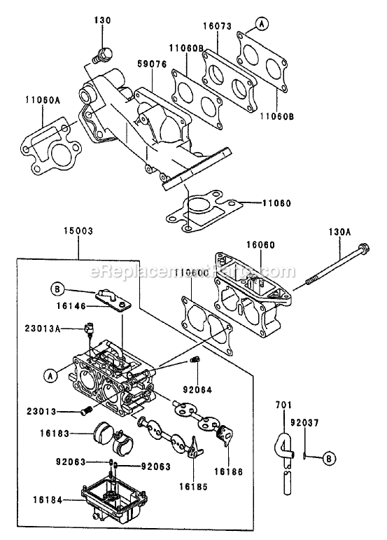 Toro 74251 (240000001-240999999)(2004) Z587l Z Master, With 60in Turbo Force Side Discharge Mower Carburetor Assembly Diagram