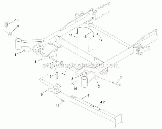 Toro 74251 (240000001-240999999) Z587l Z Master, With 60in Turbo Force Side Discharge Mower, 2004 Z-Stand Assembly Diagram